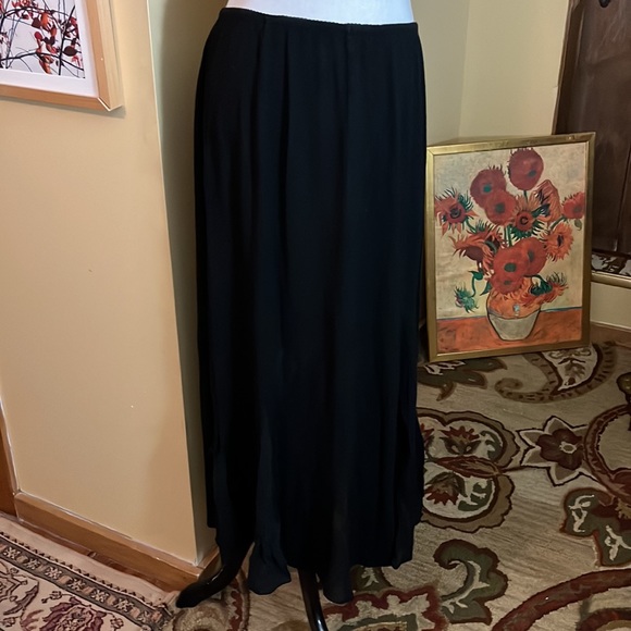 J JILL Size Medium Super Long MAXI SKIRT Trumpet Base Semi-Sheer Panels STRETCH - Picture 3 of 12